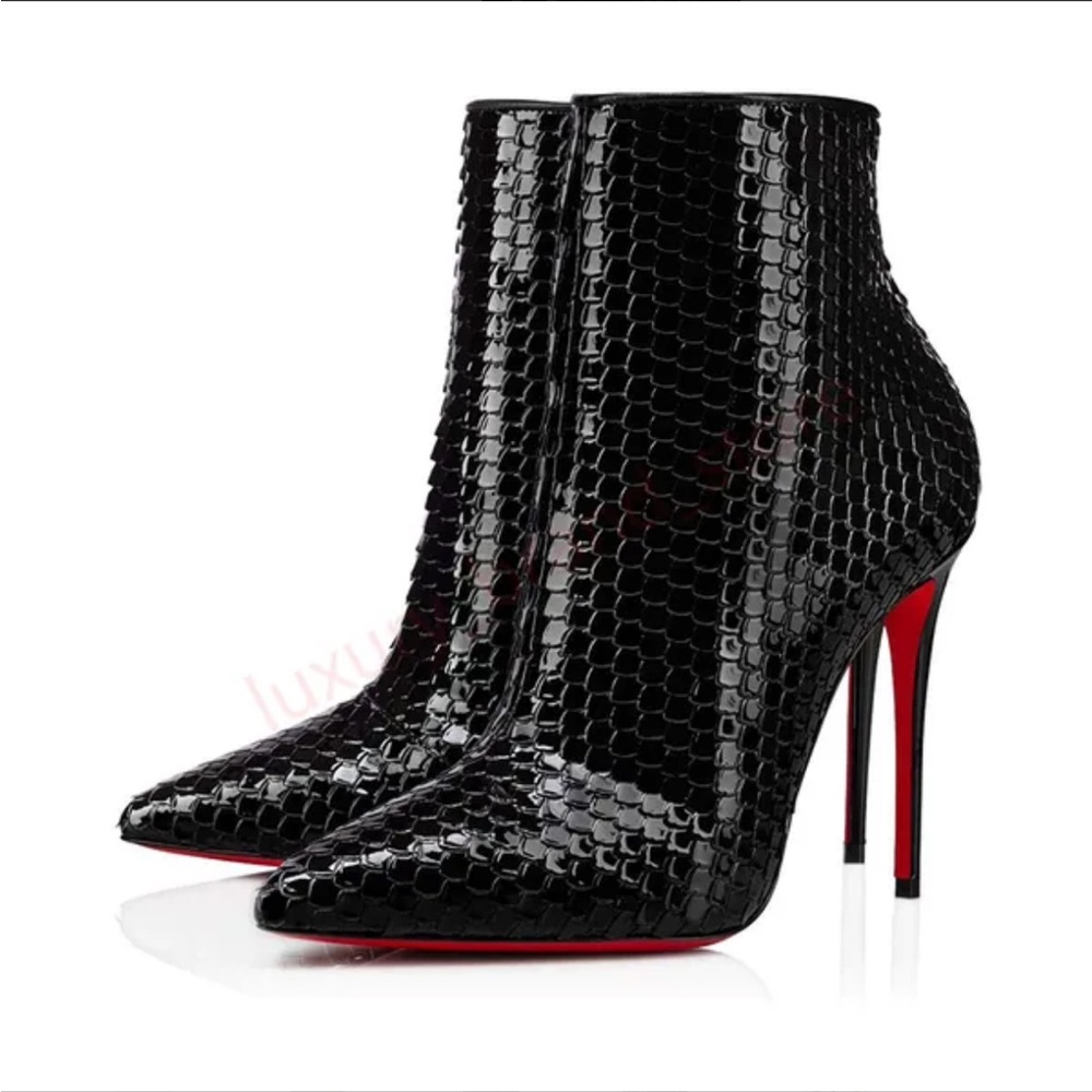 Red Bottom black booties